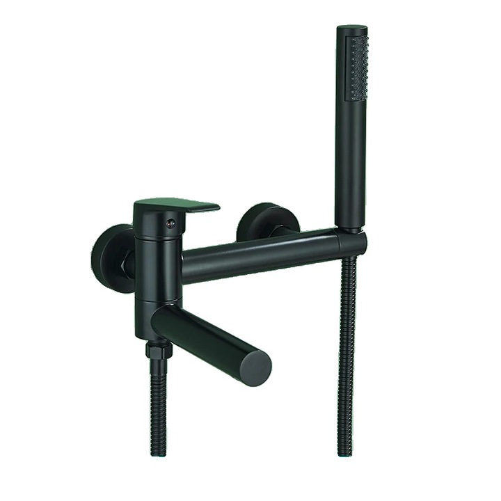 Set baterie sanitara si dus, design contemporan, functie de dus cu apa calda si rece, negru