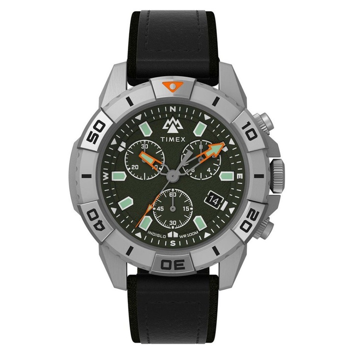 Ceas barbatesc Timex, Inox, 42mm, negru/argintiu