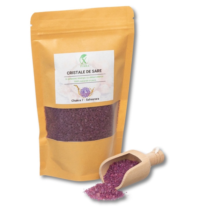 Sare de mare cu uleiuri esentiale 100% naturale si pure, Chakra 7, 350 gr