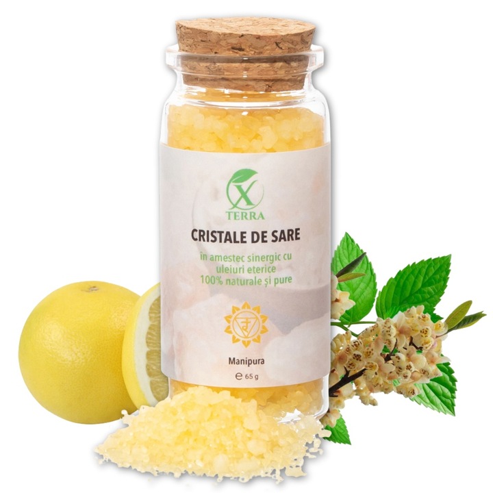 Sare de mare cu uleiuri esentiale 100% naturale si pure, XTERRA, Chakra 3, 65 gr