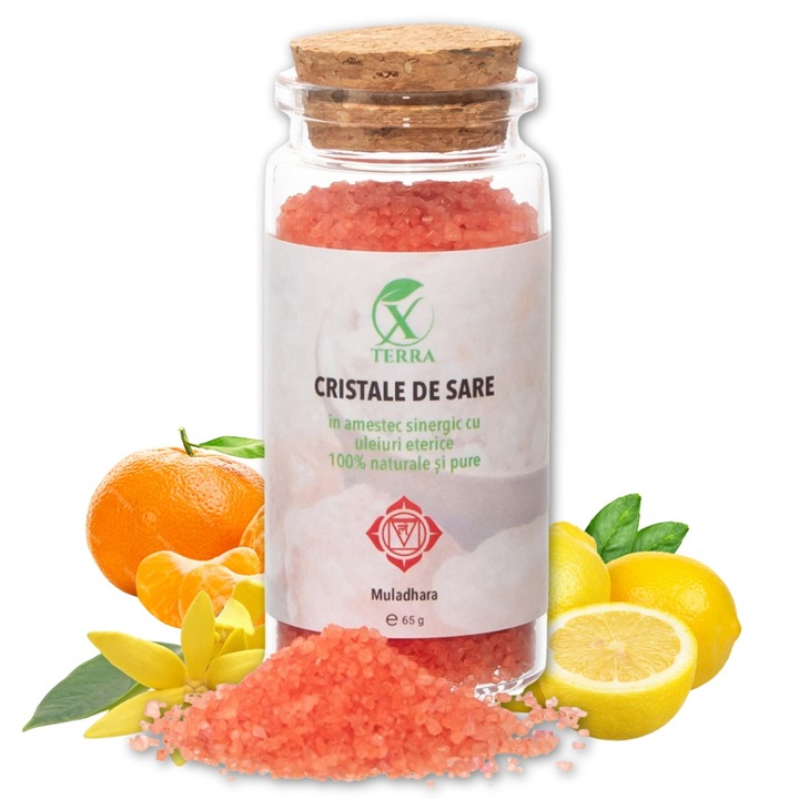 Sare de mare cu uleiuri esentiale 100% naturale si pure, XTERRA, Chakra 1, 65 gr