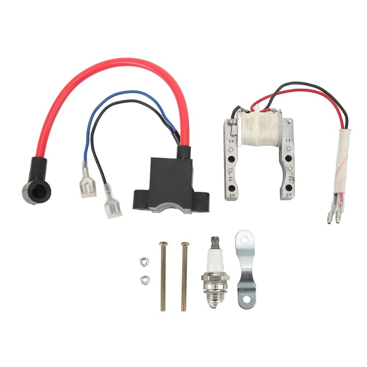 Set bobina de aprindere CDI Set de bujii cu bobina magneto pentru biciclete motorizate cu motor in 2 timpi de la 49 cc pana la 80 cc, Enforose