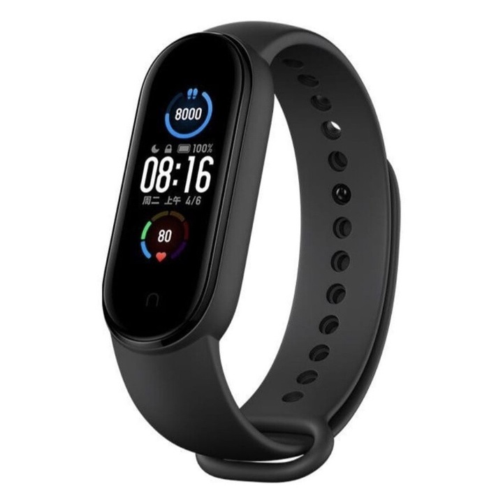 Bratara Fitness M5, Ecran 1.14" Inch TFT, Bluetooth 4.0, IP66, Tensiune, Puls, Oximetru, Alerta Sedentarism, Negru