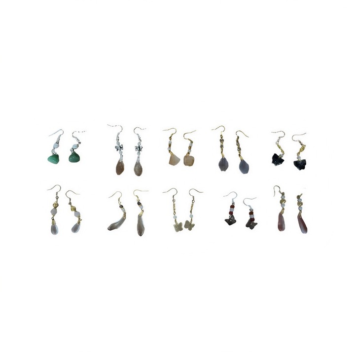 Set 10 perechi cercei vintage etnici, elemente chinezesti, aliaj de zinc, stil drop