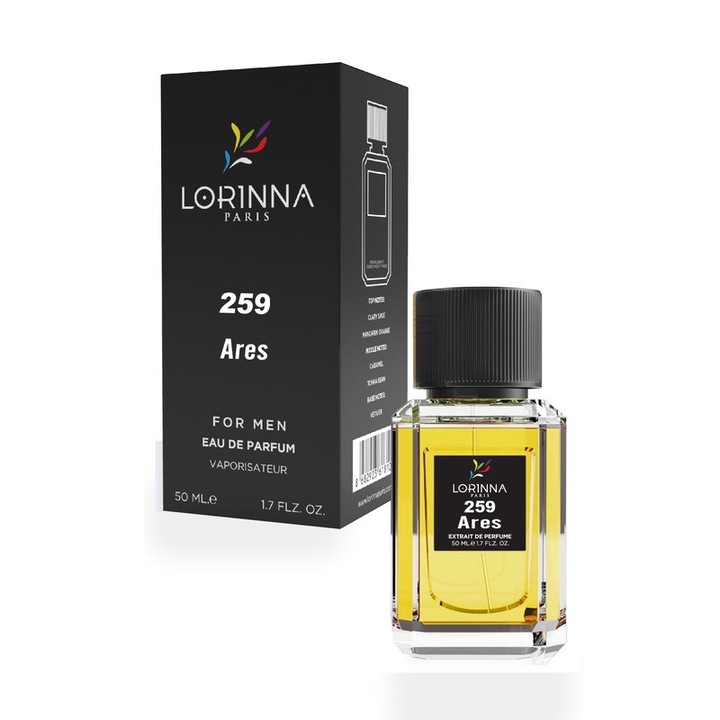 Apa de Parfum Lorinna Paris ARES 259, 50 ml, Barbati, cu Gentuta Parfumuri