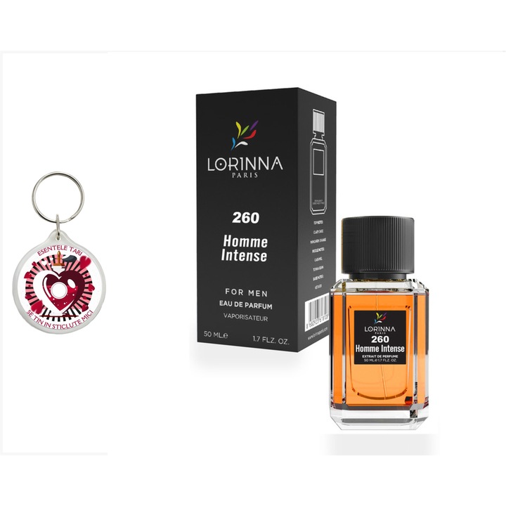 Set Apa de Parfum Lorinna Paris Parfum Homme Intense Men, 50 ml, de barbat si breloc esentele tari se tin in sticlute mici