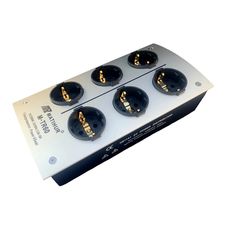 Разклонител за променлив ток, 6 контакта, технология за филтриране на EMI, M-TR60, щепсел за ЕС