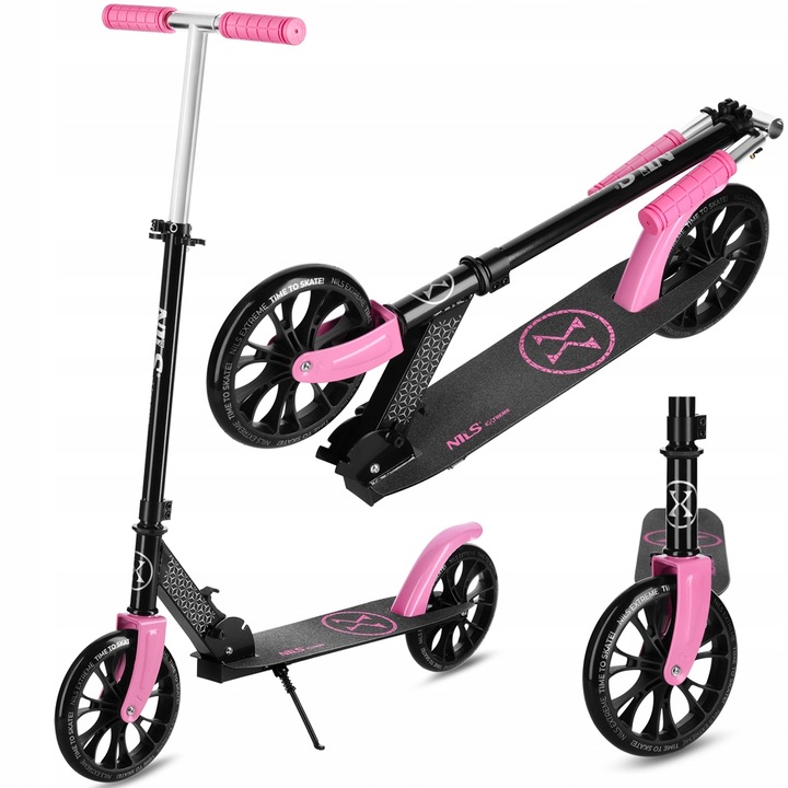 Összecsukható roller, Nils, 200 mm-es gumi kerekek, ABEC-7, 100 kg, 74x28x11 cm