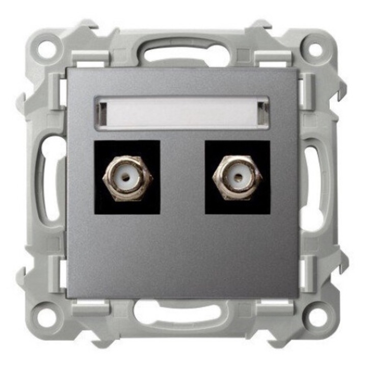 Priza de tip F pentru antena dubla SZAFIR gri Ospel