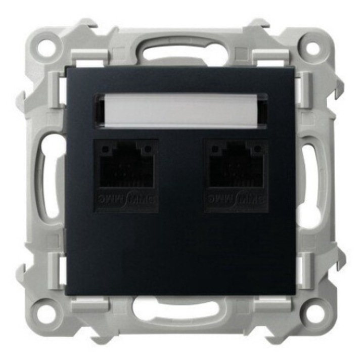 Priza dubla pentru calculator, cat. 5e MMC SZAFIR Negru Ospel