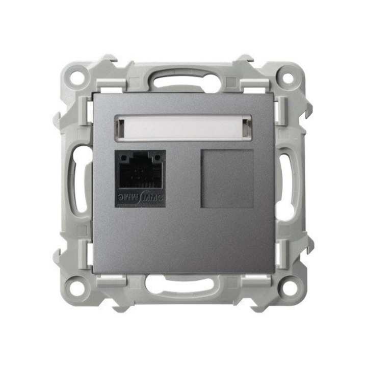 Egyetlen számítógép aljzat, kat. 5e MMC SZAFIR Szürke Ospel Ospel