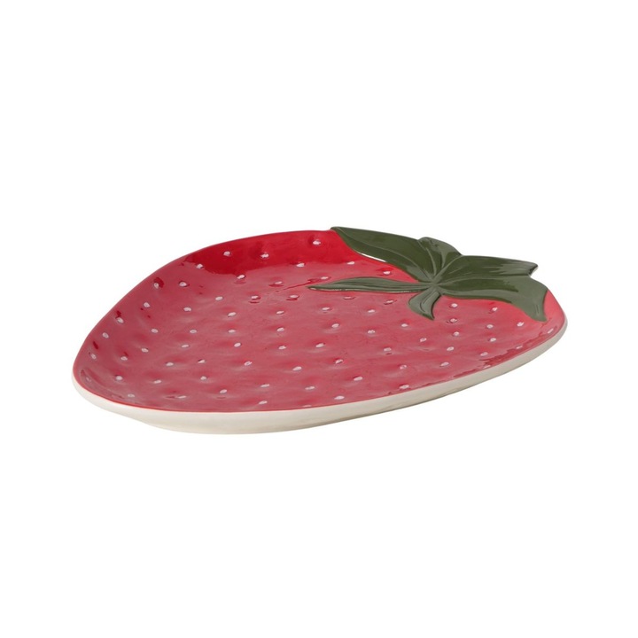 Platou de servire 36 x 30 cm din ceramica, forma capsuna, Strawberry Boltze