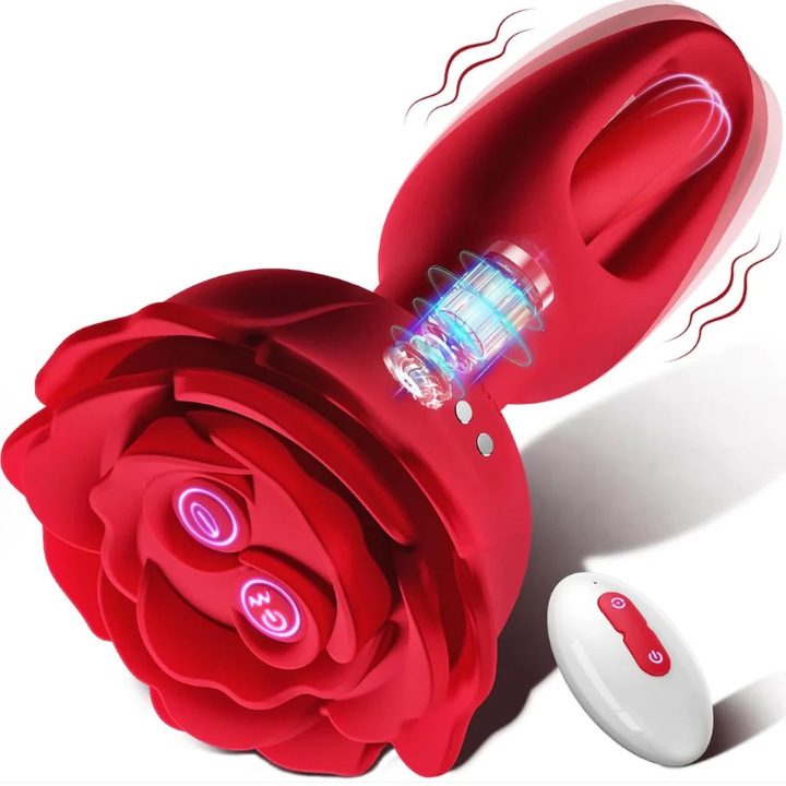 Anális vibrátor 9 rezgésmóddal, távirányítóval, G-pont stimulációhoz, Rose modell, Piros