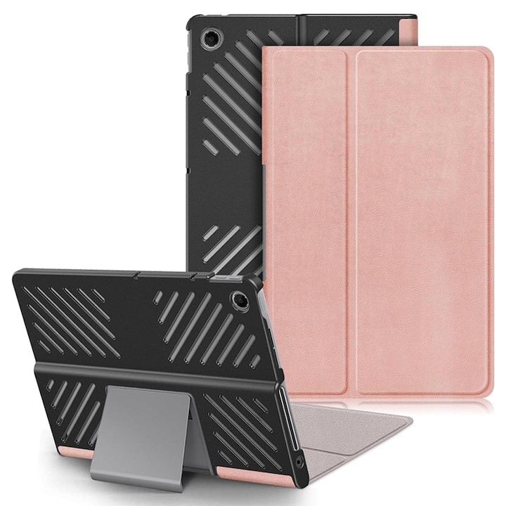 Husa pentru Lenovo Tab Plus TB351FU 11.5" cu functie wake-up/sleep, protectie 360, Roz Auriu