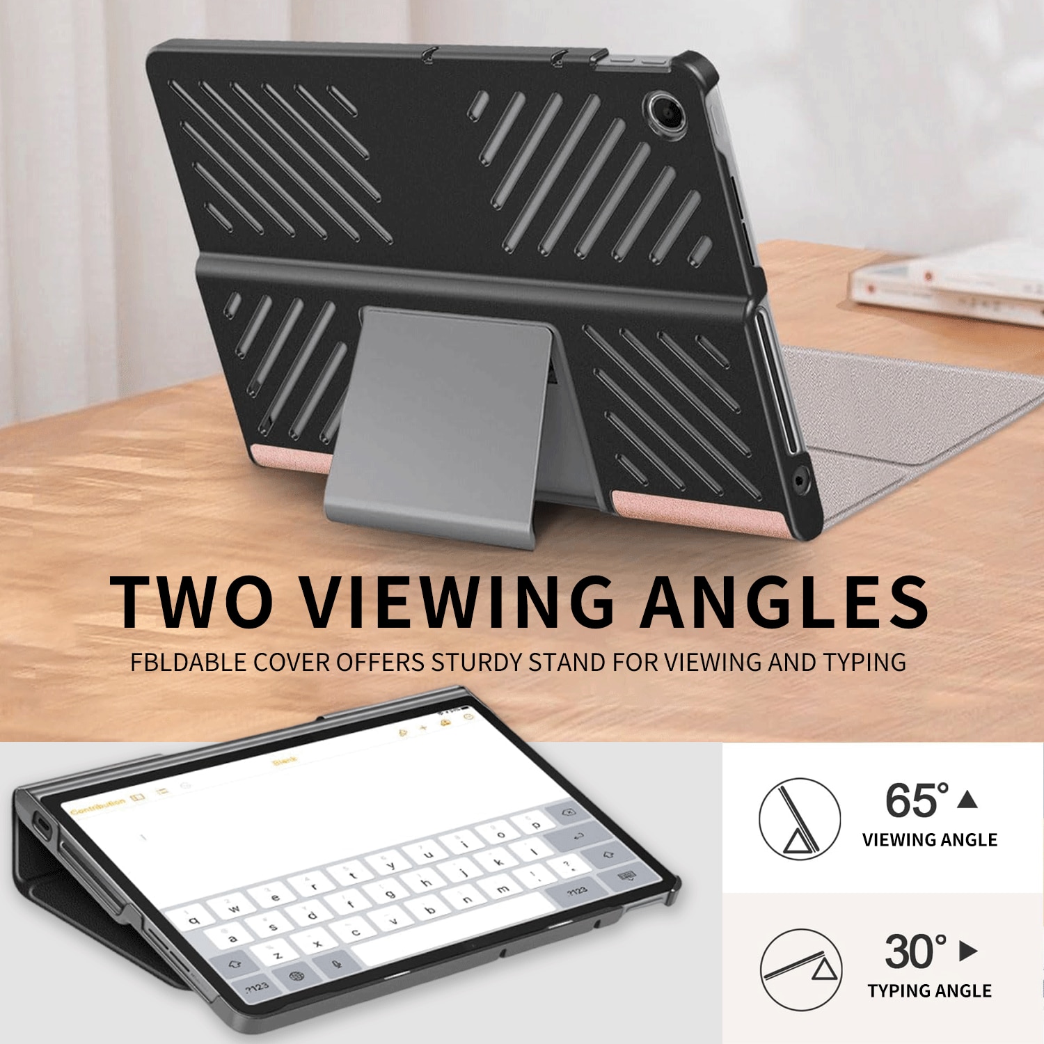 Husa pentru Lenovo Tab Plus TB351FU 11.5" cu functie wake-up/sleep, protectie 360, Roz Auriu