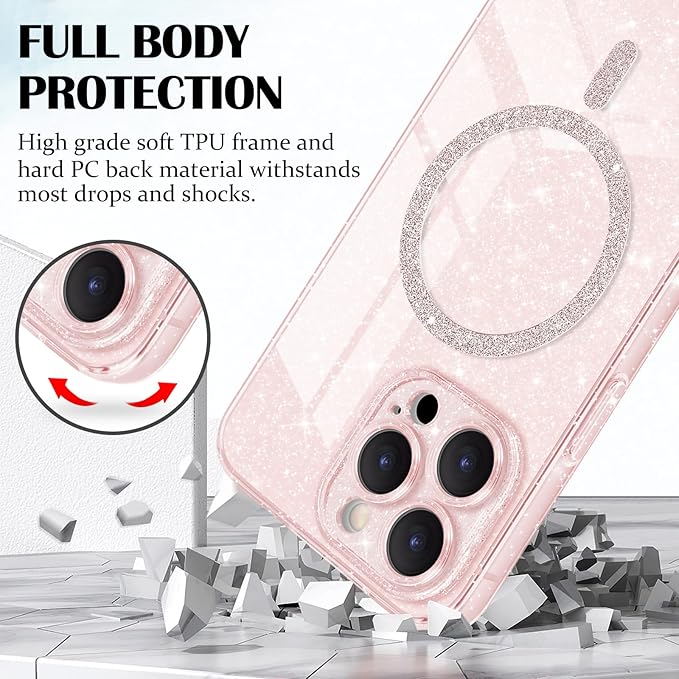 Husa protectie telefon, TREXORA, TPU/Policarbonat, Compatibila MagSafe, Rezistenta la socuri, Pentru iPhone 16 Pro Max, Roz