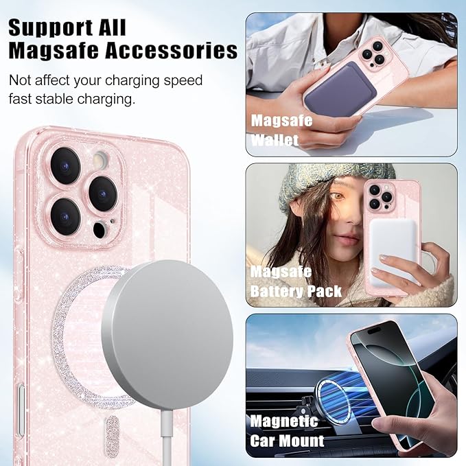 Husa protectie telefon, TREXORA, TPU/Policarbonat, Compatibila MagSafe, Rezistenta la socuri, Pentru iPhone 16 Pro Max, Roz