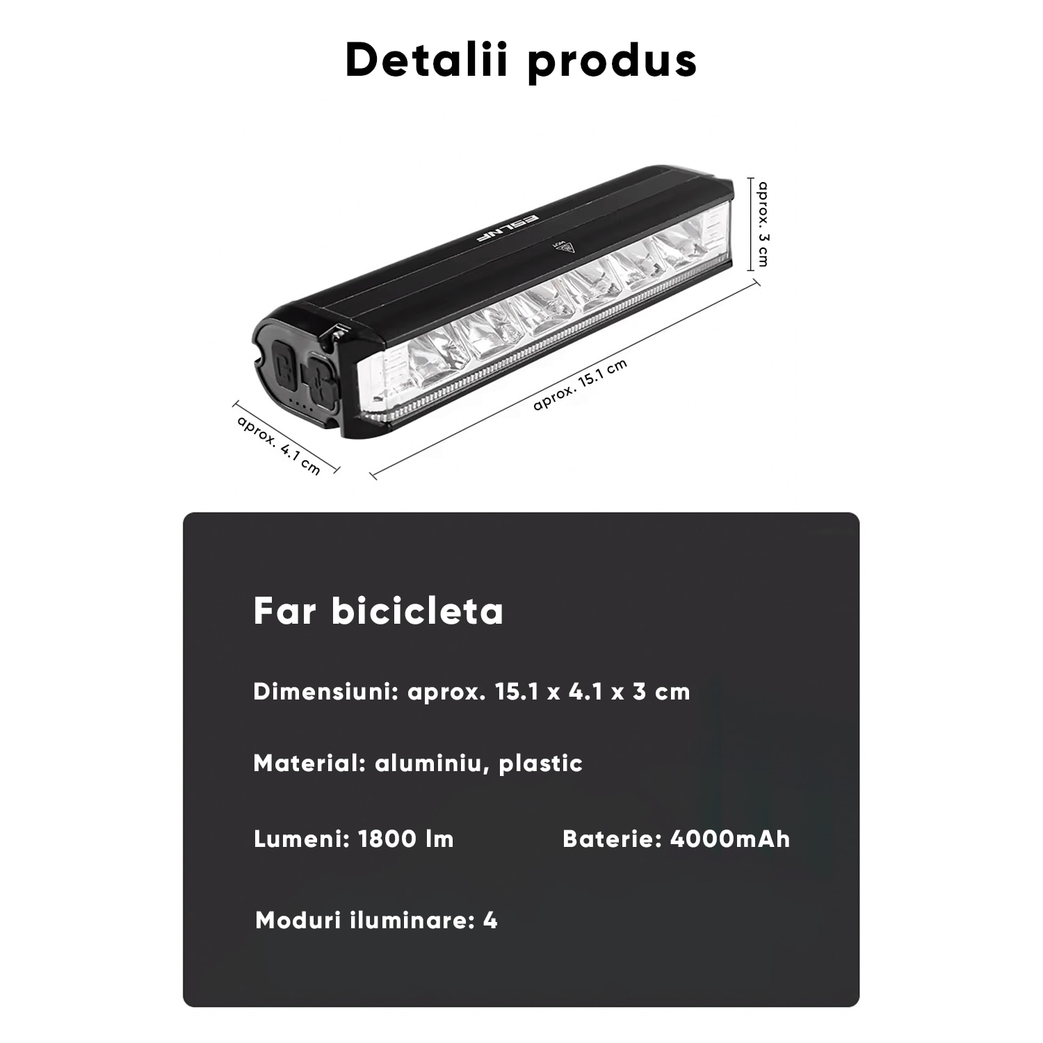 Faro LED Bici 40000 Lumen Ricaricabile USB Impermeabile Nero