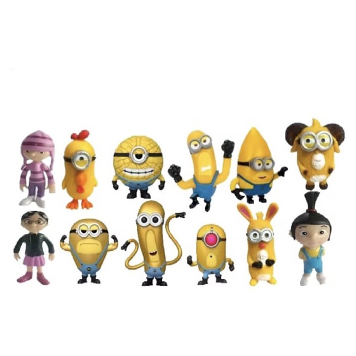 Set 12 Figurine, Minioni, Despicable Me 4, MASHASHOP, multicolor, 7 cm - 8 cm