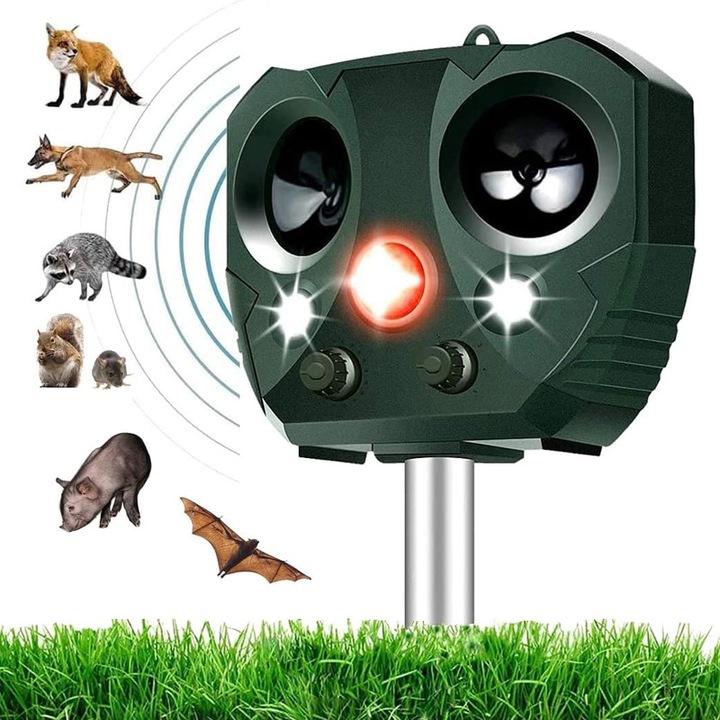 Ултразвуков репелент за мишки Fudisenn, Против гризачи, 5 режима на работа, Сензор за движение, Водоустойчив, Зелен