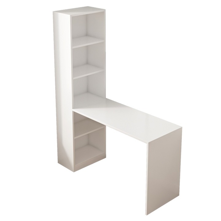 Birou calculator modern cu rafturi Scandinav tineret alb 125CM BADU