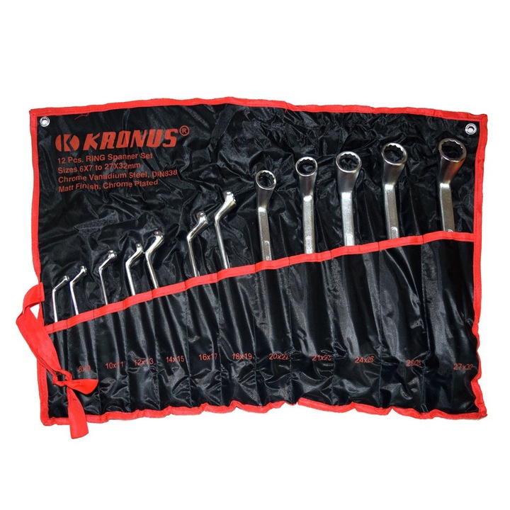 Set chei inelare dublu cotite 6-32 mm / 12 piese marca KRONUS