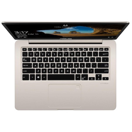 Laptop ultraportabil ASUS S406UA-BM012T cu procesor Intel® Core™ i5-8250U pana la 3.40 GHz, Kaby Lake, 14", Full HD, 8GB, 256GB SSD, Intel® HD Graphics 620, Microsoft Windows 10, Gold
