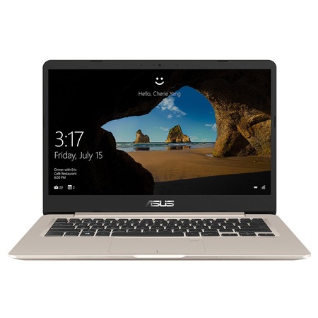 Laptop ultraportabil ASUS S406UA-BM029T cu procesor Intel® Core™ i5-8250U pana la 3.40 GHz, Kaby Lake R, 14", Full HD, 4GB, 256GB M.2 SSD, Intel® HD graphics 620, Microsoft Windows 10, Gold Metal