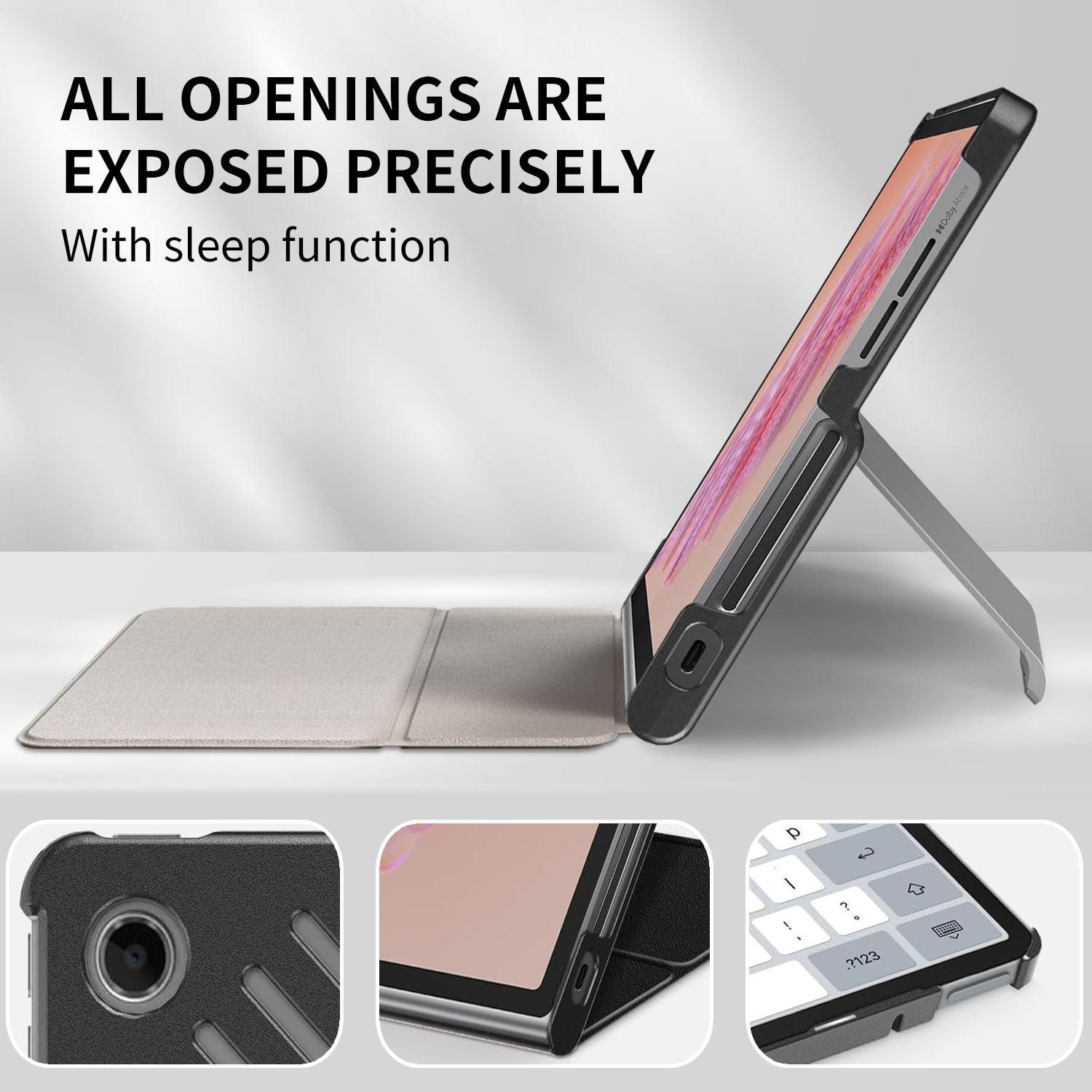 Husa pentru Lenovo Tab Plus TB351FU 11.5" cu functie wake-up/sleep, protectie 360, Negru