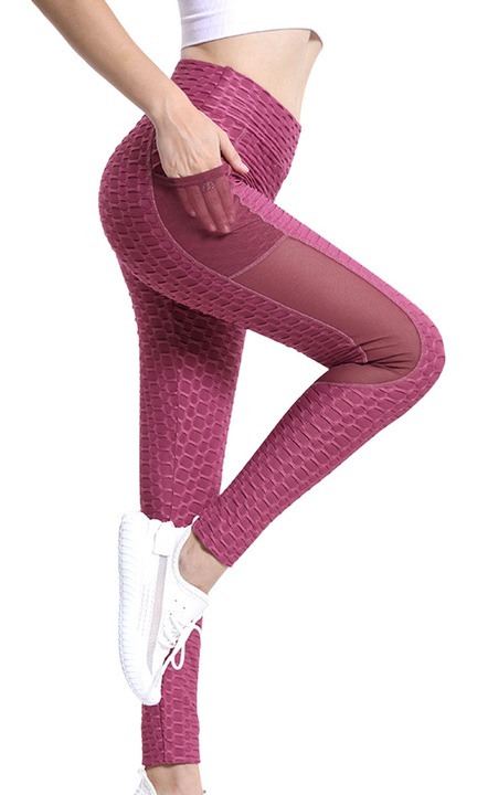 Colanti de yoga, TREXORA, talie inalta, efect de ridicare a soldurilor, roz, M