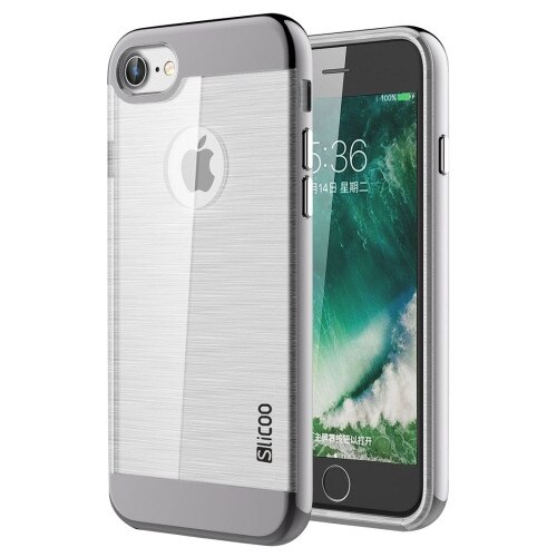 Husa protectie iPhone 8, Brushed TPU + Electroplating PC , Bicromatic - Negru/Gri