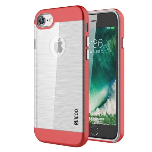 Husa protectie BRUSHED pentru iPhone 7, Rosu/Gri