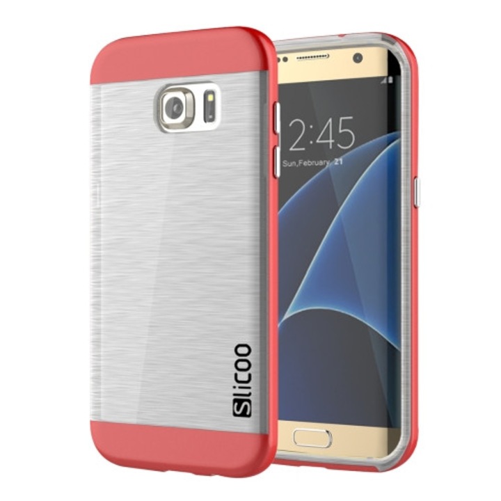 Husa protectie Brushed Bicromatic pentru SAMSUNG GALAXY S7 EDGE. Rosu
