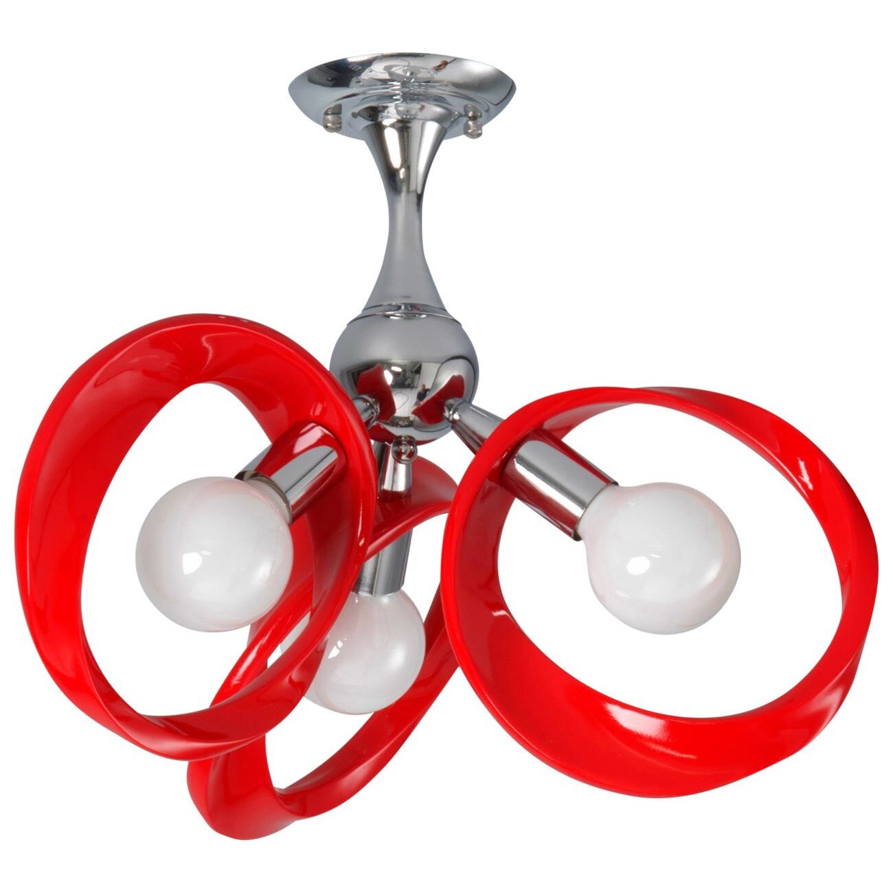 Lustra Lampex Emma 3, E27, 3 x 60 W, Rosu/Argintiu