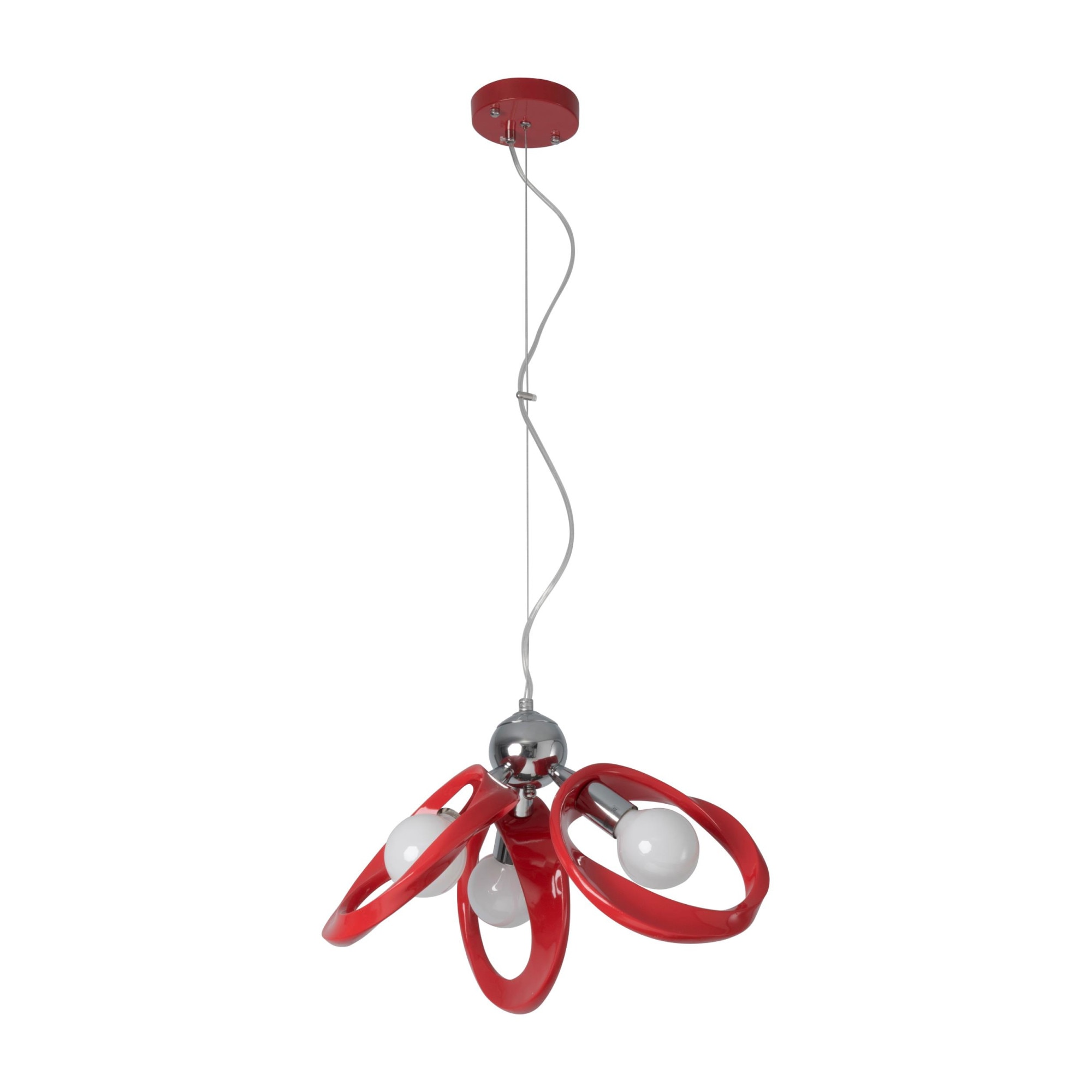 Lustra Emma 3 Lampex, Rosu/Argintiu