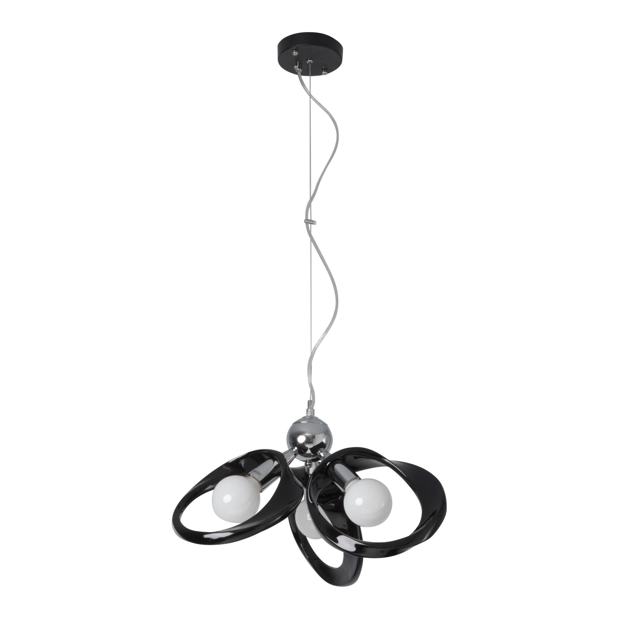 Lustra Emma 3 Lampex, Negru/Argintiu