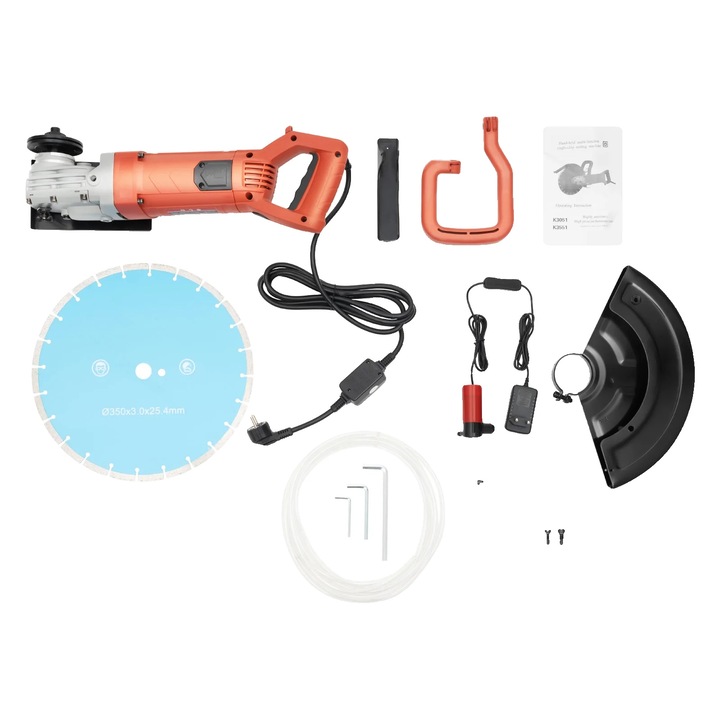 Taietor de beton, 3000W, diametru lama 35cm, adancime taiere 5cm, rosu