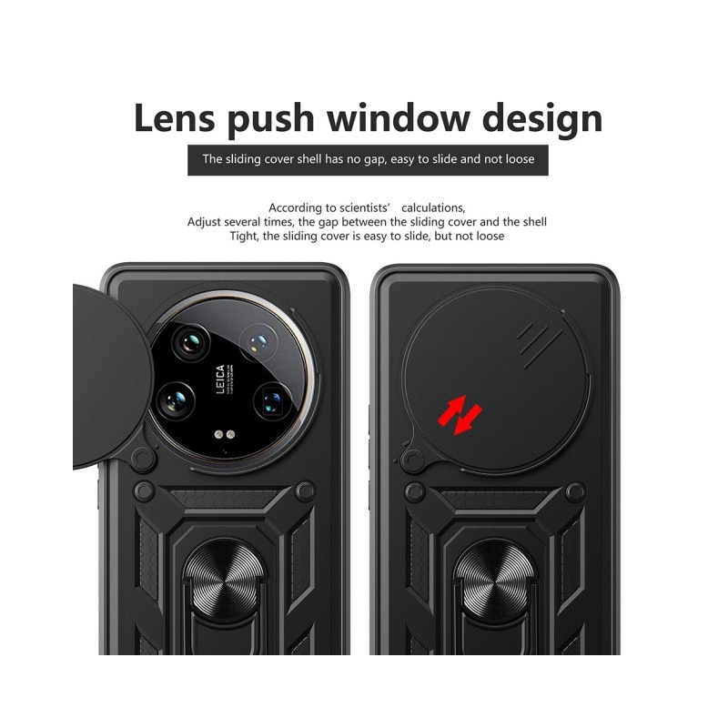Husa Spate Upzz® Camshield Compatibila Cu Honor Magic 7 Lite, Protectie La Camere, Inel Metalic, Stand - Negru