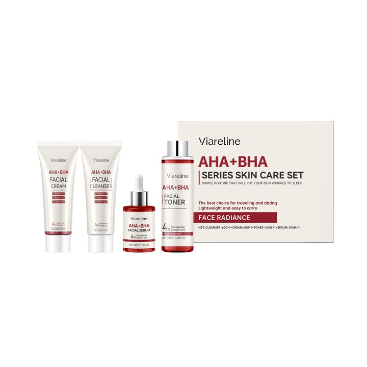 Szalicilsavas bőrápoló készlet, Viareline, mélytisztító, 4 termék