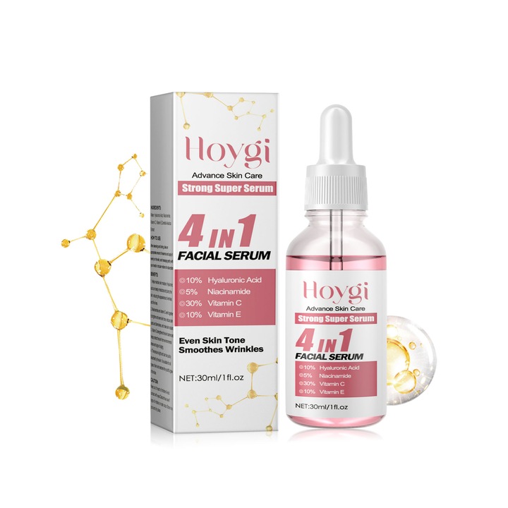 Ser facial 4 in 1, hyaluronic acid, niacinamide, vitamina C, 30ml