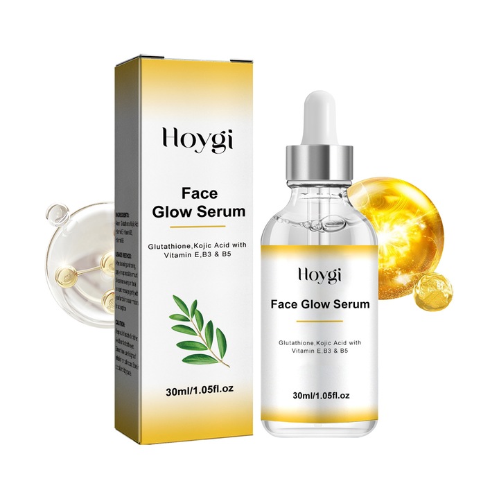 Serum iluminator pentru fata, Hoygi, glutathione, acid kojic, vitamina E, 30ml