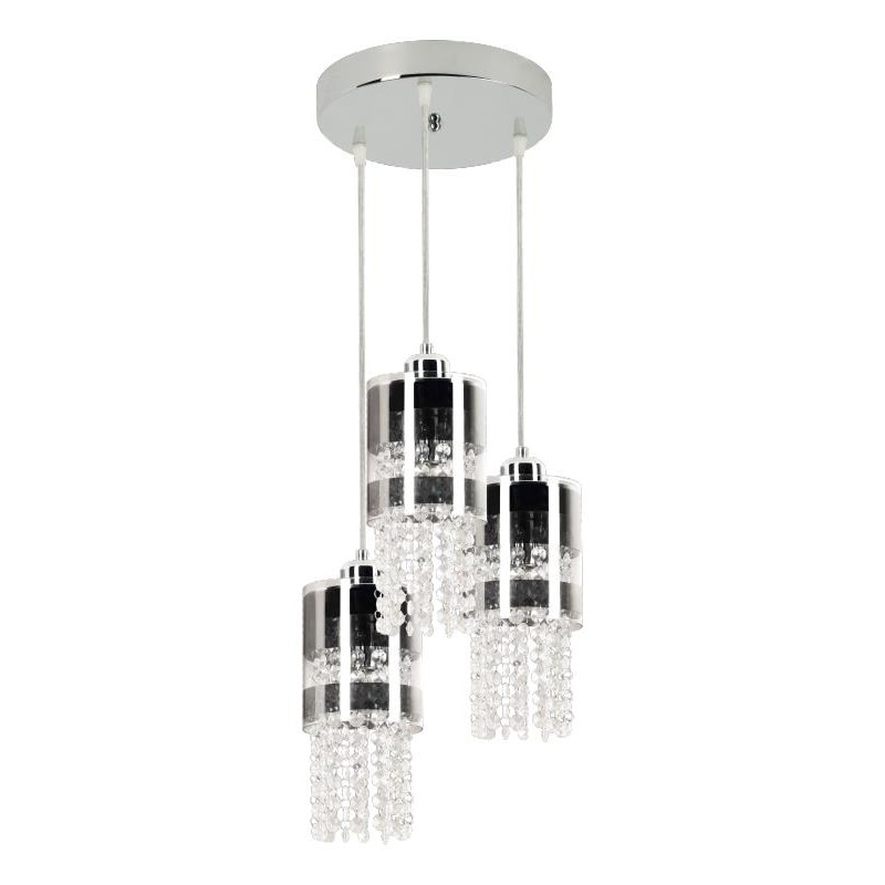 Pendul Lampex Bona, E 27, 3x 60 W, Metal/Sticla, Argintiu