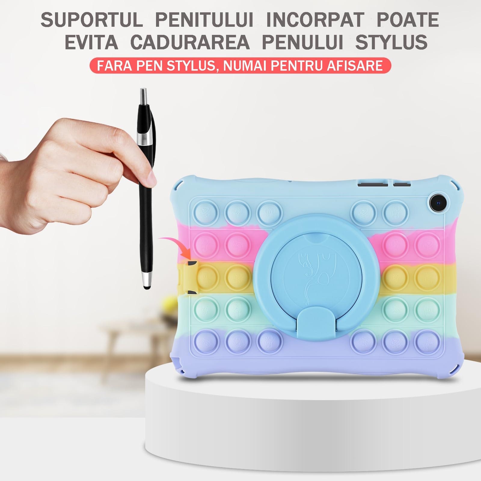 Husa tableta, pentru Samsung Galaxy Tab A9 8.7 inch, cu suport rotativ 360°, protectie anti-soc, OUYLAF, multicolor