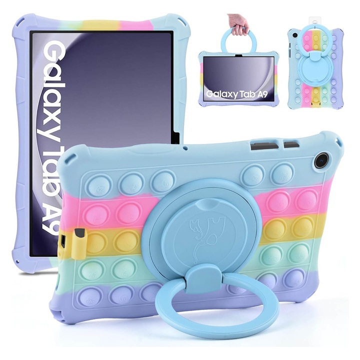 Husa tableta, pentru Samsung Galaxy Tab A9 8.7 inch, cu suport rotativ 360°, protectie anti-soc, OUYLAF, multicolor
