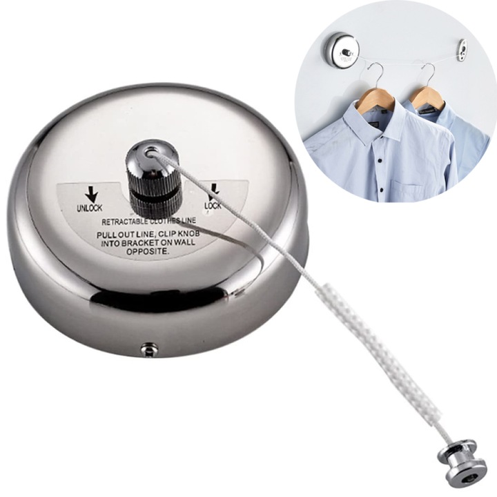 Kihúzható ruhaszárító, 304-es rozsdamentes acél, állítható hosszúság 2,7 m, fürdőszobába