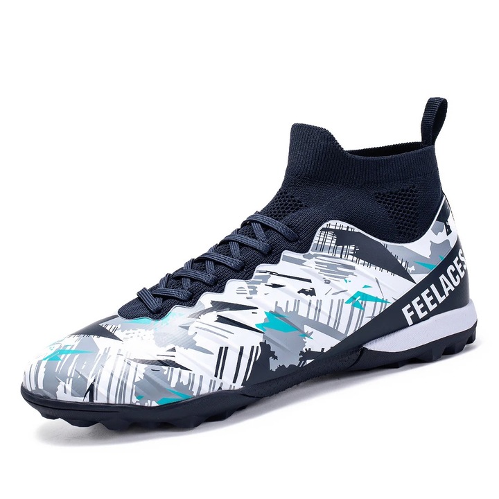 Футболни обувки MBrands, 8.4 с глезен за синтетичен терен, Бял/Черен