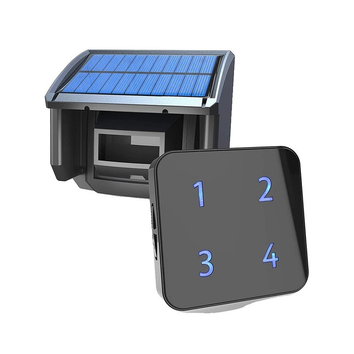 Alarma wireless solara pentru alee, 400 metri transmisie, 15 metri detectie, set KIT1, priza EU