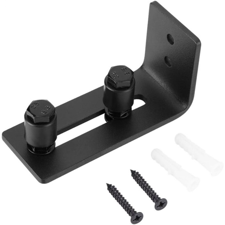 Ghid de usi glisante, Enforose, din otel carbon, ajustabil, 2 roti, negru