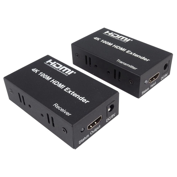 Kit Extender HDMI, pana la 100m, prin cablu Cat5e/6, EDID, 4K@30Hz, PremiumCord, khext100-2