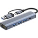 Adaptor LAN Gigabit, OUYLAF, 3x USB 3.0, 1x USB-C, RJ45 ethernet 1000Mbps, USB/type- C la RJ45 ethernet